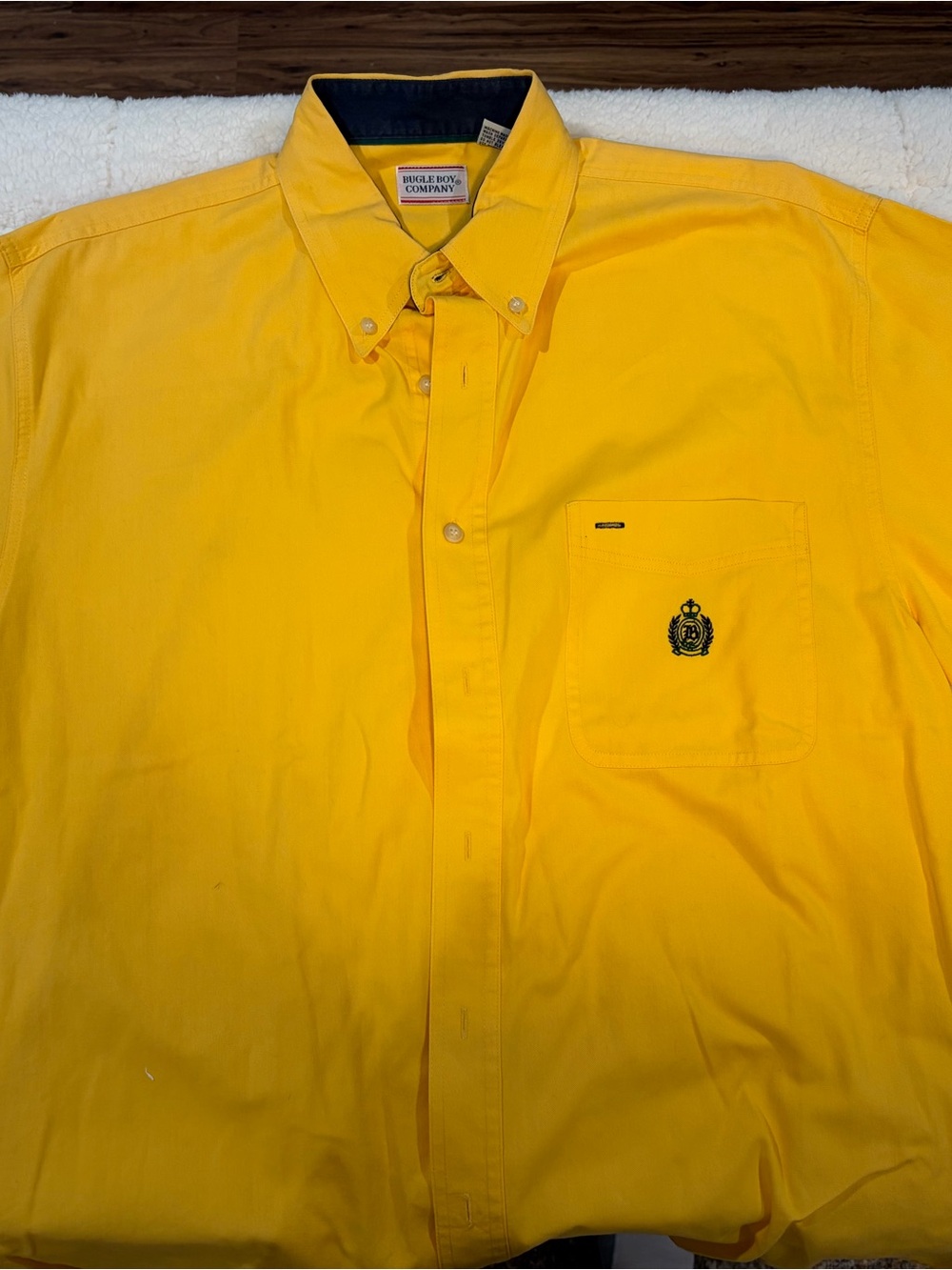 Bugle Boy Men’s Bright Yellow Button-Down Shirt with Chest Pocket